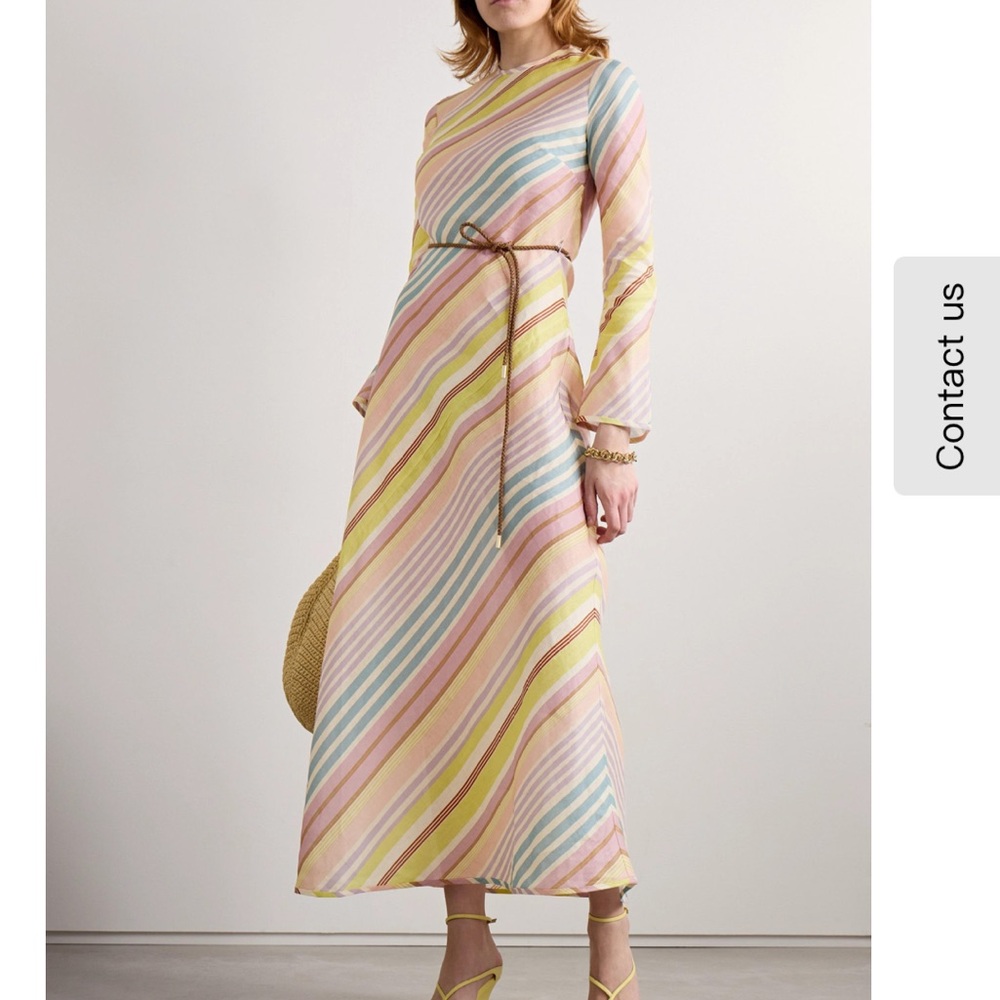 Zimmermann Pastel Diagonal Stripe Maxi Dress in Pink, Yellow & Blue